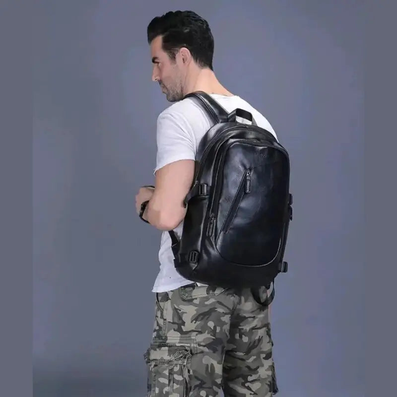 Mochilas España - Gran Mochila de Cuero para Hombre