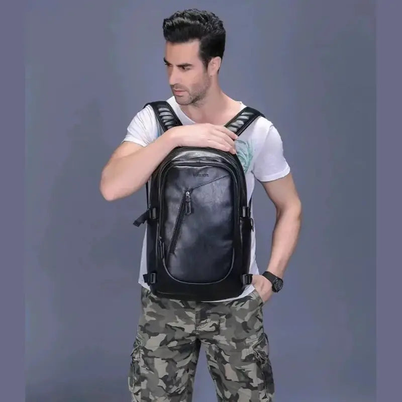 Mochilas España - Gran Mochila de Cuero para Hombre