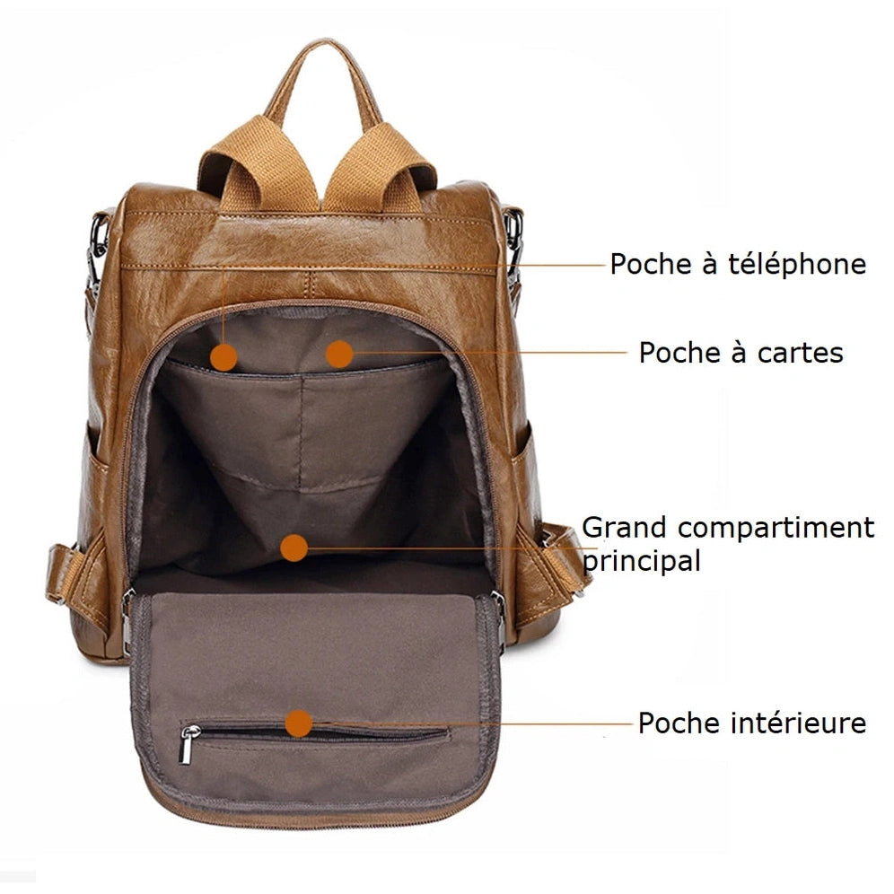 Mochilas España - Mochila de Cuero con Lazo de Corbata