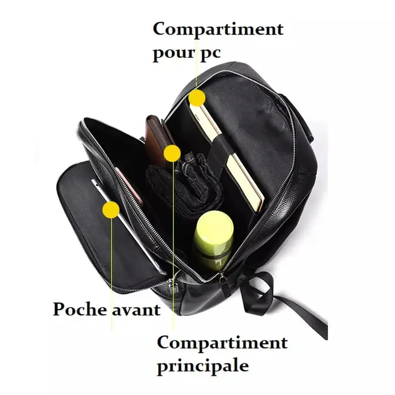 Mochilas España - Mochila de Cuero Genuino para Hombre