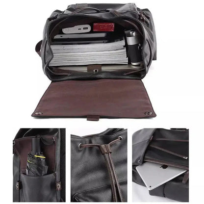 Mochilas España - Mochila de Hombre en Cuero Vintage