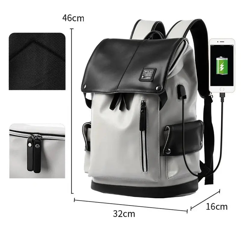 Mochilas España - Mochila de Hombre en Cuero Vintage